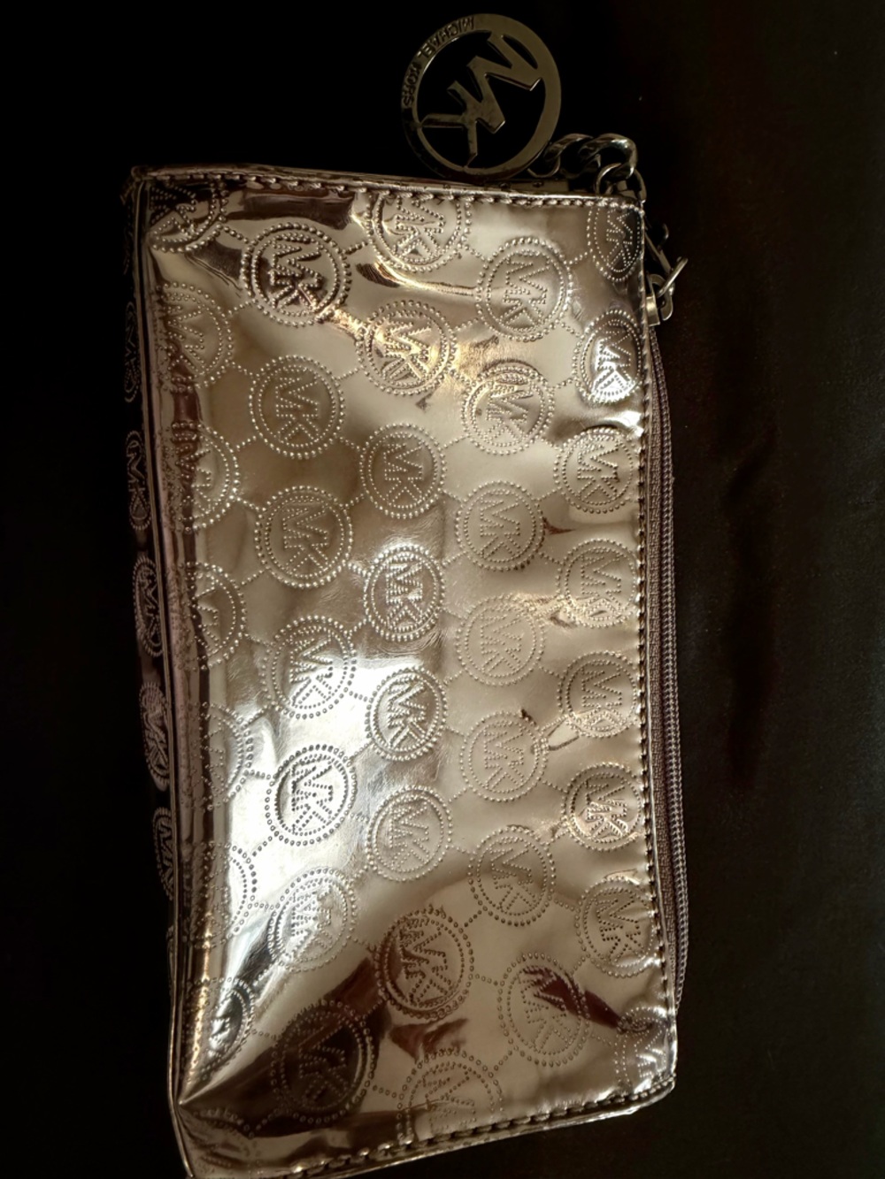 VINTAGE Michael Kors Metallic Silver Cosmetic Makeup bag/Clutch